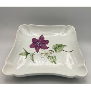 Martha Stewart MSE Skyland Botanic‎ Purple Clematis Square Serving Bowl Flower
